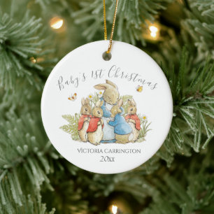 Beatrix Potter Peter Rabbit Baby's 1. Weihnachten Keramik Ornament