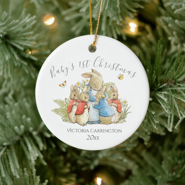 Beatrix Potter Peter Rabbit Baby's 1. Weihnachten Keramik Ornament (Baum)