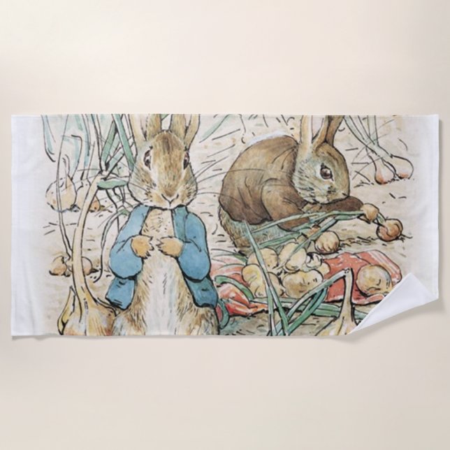 Beatrix Potter Peter Rabbit und Benjamin Bunny Strandtuch (Vorderseite)