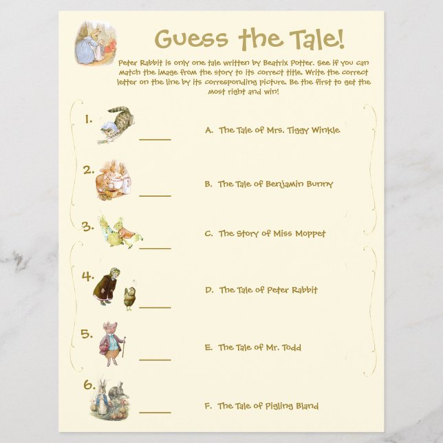 Beatrix-Potter-Themen-Baby-Shower-Spielflyer Flyer (Von Creator hochgeladen)