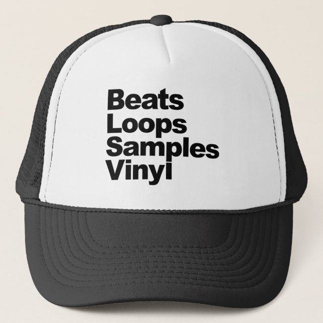 Beats Loops Samples Vinyl Trucker Hat Truckerkappe (Vorderseite)
