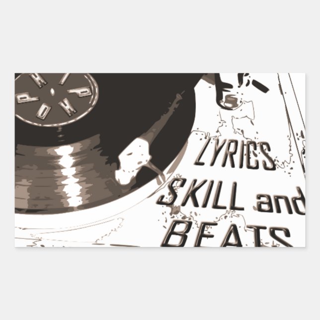 BEATS SKILL TEXTE RECORD PLAYER RECHTECKIGER AUFKLEBER (Vorderseite)