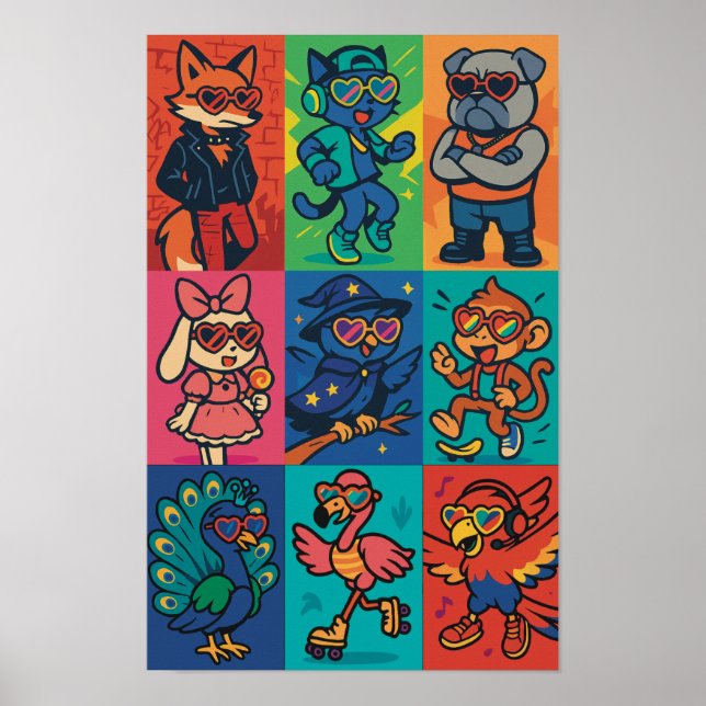 Beats und Tiere Poster (Vorne)