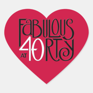 Beau 40 noir blanc rouge Coeur Sticker