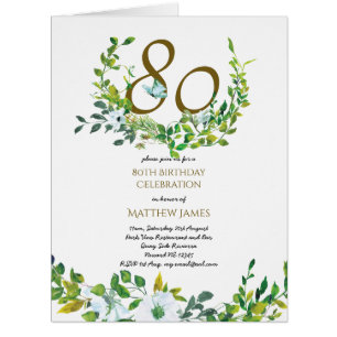 Beau 80e anniversaire Carte pliée Invitation du pr