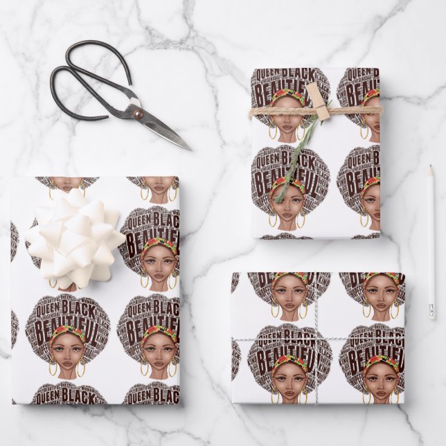 Beau Afrocenic Black Woman Wrapper Papier  (Recto)