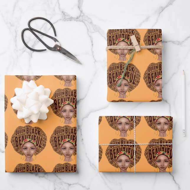 Beau Afrocenic Black Woman Wrapper Papier  (Recto)