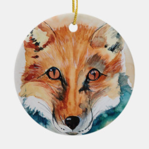 Beau aquarelle Fox céramique ornement