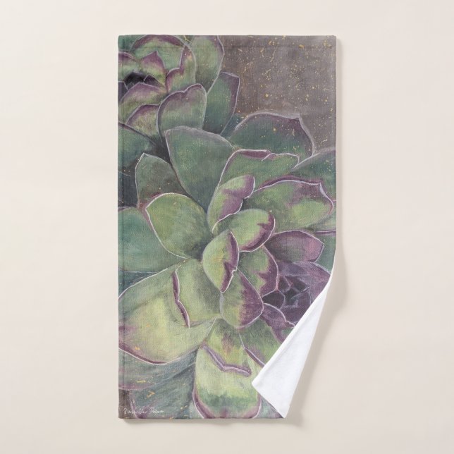 Beau art botanique Succulent Peint À La Main (Serviette à main)