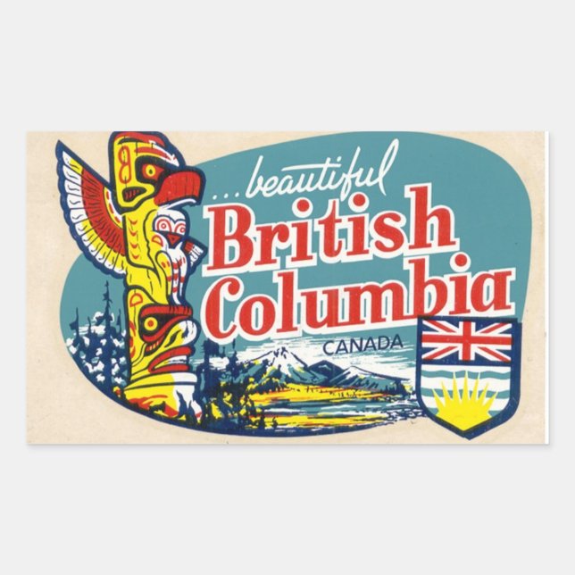 Beau autocollant Retro Colombie-Britannique Canada (Devant)