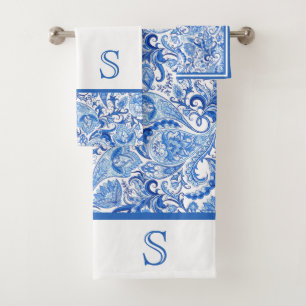 Beau Bleu Blanc Floral Motif Paisley