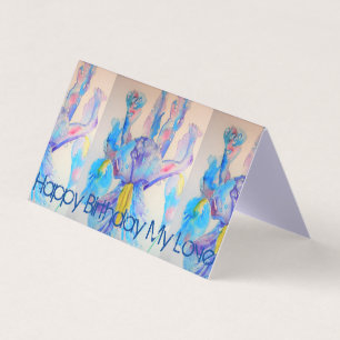 Beau bleu Iris Peinture Love Carte Anniversaire