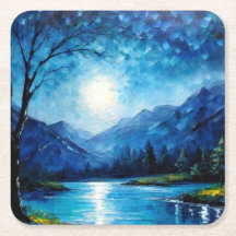 Beau Blue Mountains Carré Dessous de verre papier