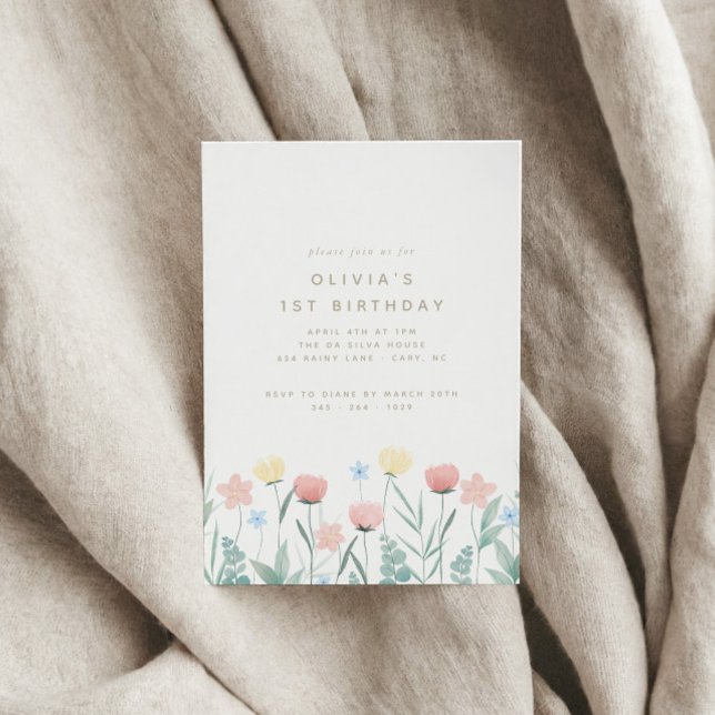 Beau Bouquet Fleur sauvage Invitation Anniversaire (Créateur téléchargé)