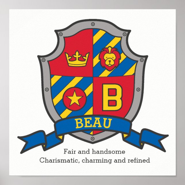 Beau boys name bedeutet heraldry Schild Letter B (Vorne)