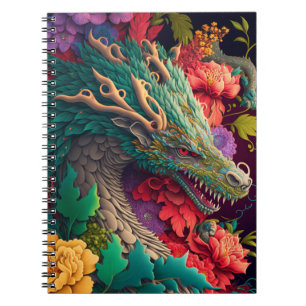 Beau Carnet de Dragon Floral