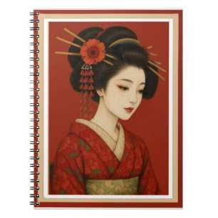 Beau Carnet japonais décoré Geisha Girl