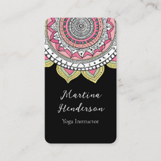 Beau Carte de visite de Yoga rose et blanc