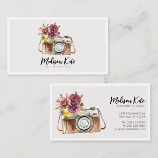 Beau Cartes de visite de caméra aquarelle