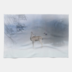 Beau cerf et Jay dans les serviettes de bain de ne