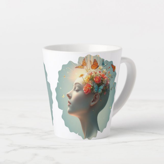 Beau Cerveau Fleurit Différemment Lady Coffee Mug (Angle droit)