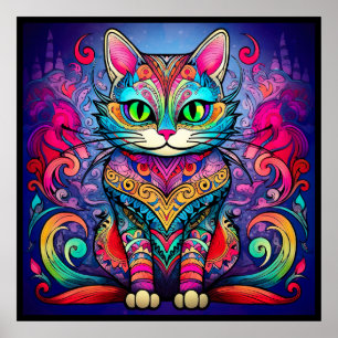Beau Chat avec Mandala design Poster