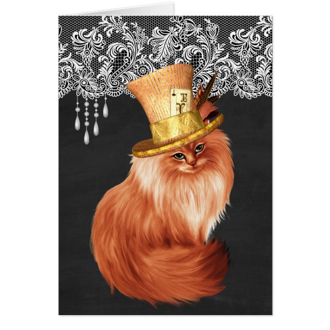 Beau chat peint en Casquette victorien sur Chalkbo (Devant)