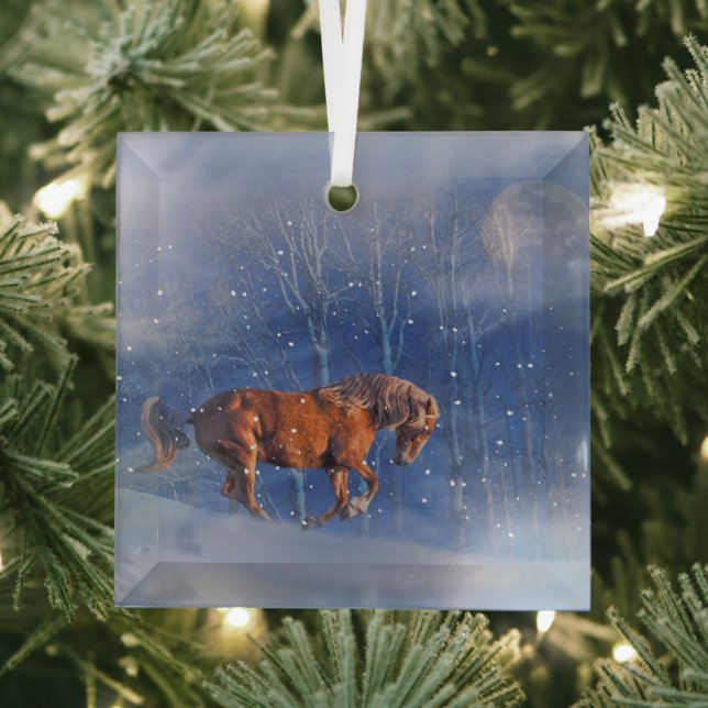 Beau Cheval de Noël en Ornement de Neige (Insitu)