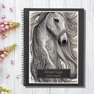 Beau Cheval Gris Argent Orné avec/ Flower Mane