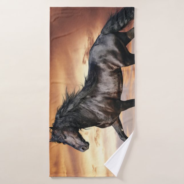 Beau Cheval Noir (Serviette de bain)