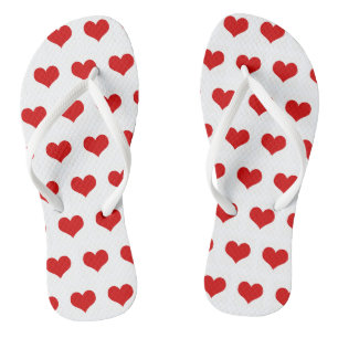 Beau coeur rouge imprimé tongs blancs