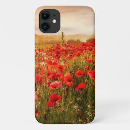 Beau coque de champs de pavot rouge