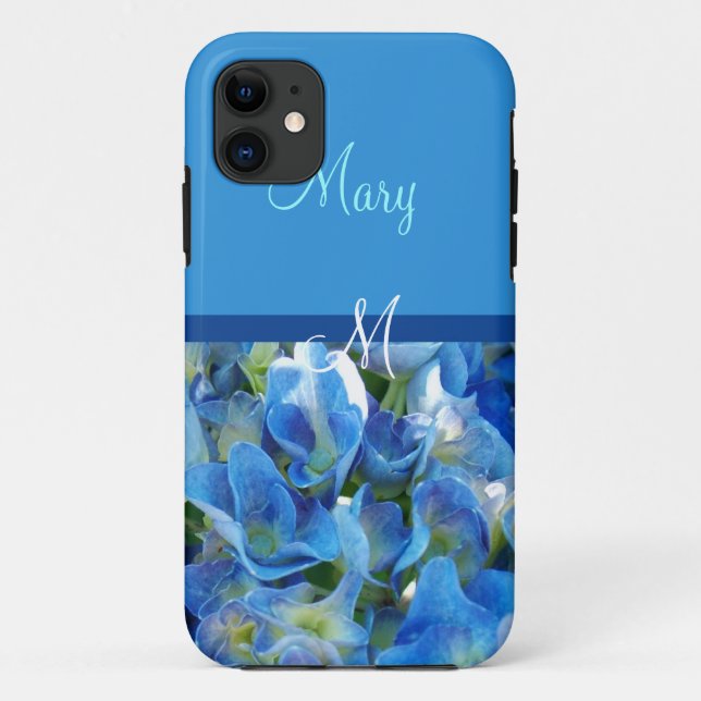 Beau coque de fleurs hydrangées bleues (Dos)