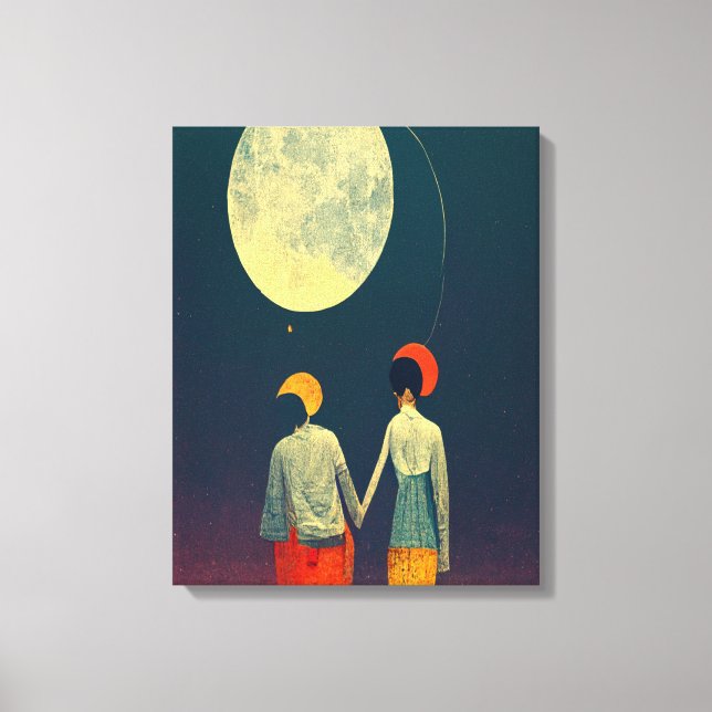 Beau Couple avec toile de lune Impression (Recto)