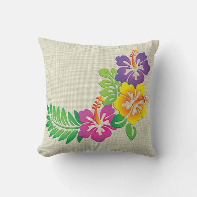 Beau coussin à fleurs tropicales (Recto)