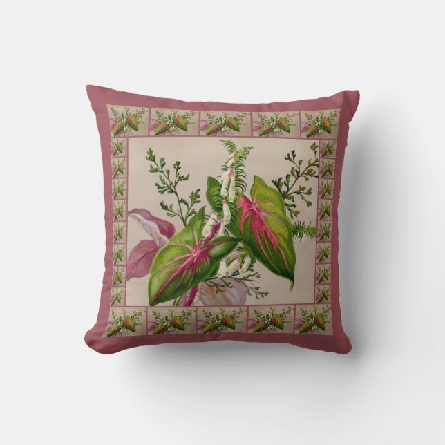 Beau Coussin d'art floral victorien (Recto)
