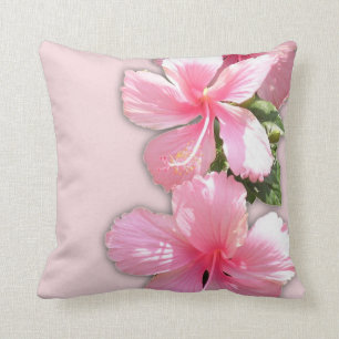 Beau Coussin de fleurs d'hibiscus roses d'Hawaï