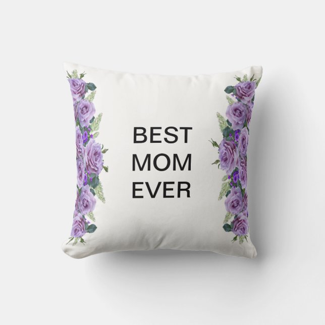 Beau coussin fleuri violet pour maman (Recto)
