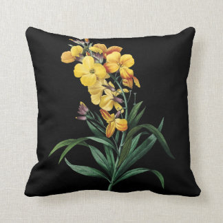 beau coussin jaune de noir de fleur