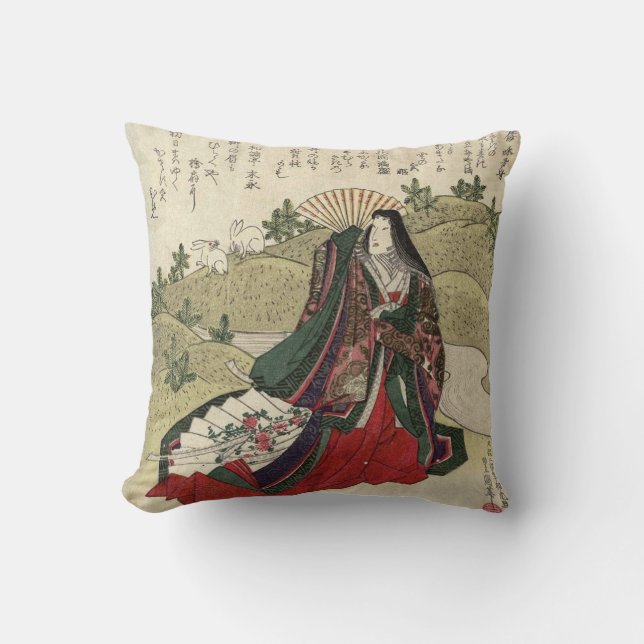 Beau coussin vintage japonais d'illustration (Recto)