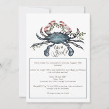Beau Crabe Bleu Conception Invitation