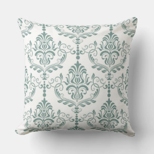 Beau designer Green Damask Coussin réversible