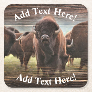 Beau Dessous de verre de papier Carré Buffalo Herd