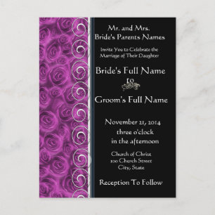 Beau Élégant Rose violet Faire-part de mariage