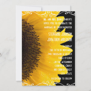 Beau Faire-part de mariage de tournesol élégant