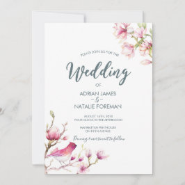 Beau Faire-part de mariage Floral Magnolia