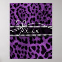Beau faux violet poster de animal léopard noir