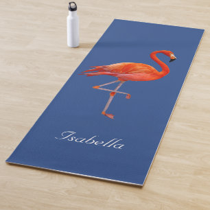 Beau flamant rose sur tapis de yoga personnalisé b