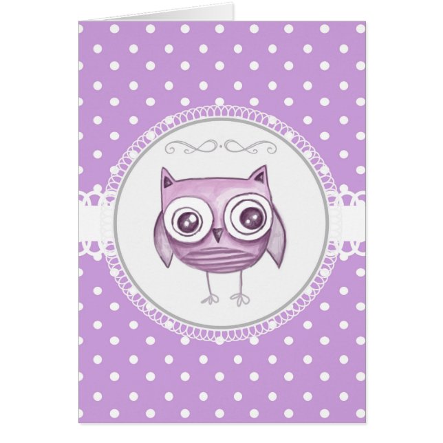 Beau hibou avec la lavande en pastel de pois (Devant)