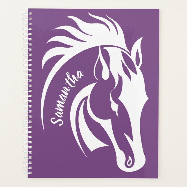 Beau Horse Blanc Planificateur hebdomadaire/mensue (Devant)